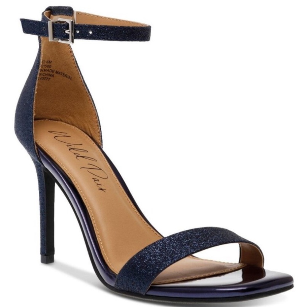 NIB [Wild Pair] Bethie Navy Ankle Strap Slip Resistant Stilettos Womens 7.5 or 9 - Picture 3 of 12